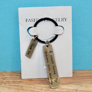 Silver Tone Coach Keychain Thank You Dreams into Destiny Inspirational NWT